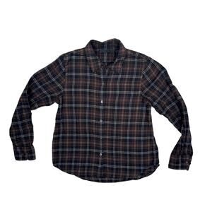 Jenni Kayne Classic Flannel Plaid Button Up Shirt Long Sleeve Brown Small